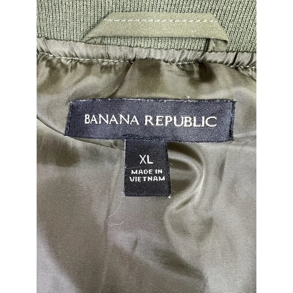 Banana Republic Mens XL Green Microfiber Full Zip Bomber Jacket Lined Insulated